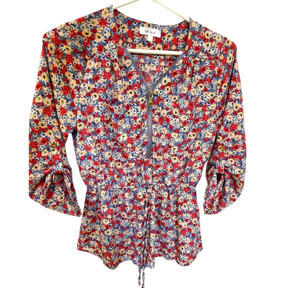 Floral Half Zip Blouse 👚 🌸 Stella Tweed